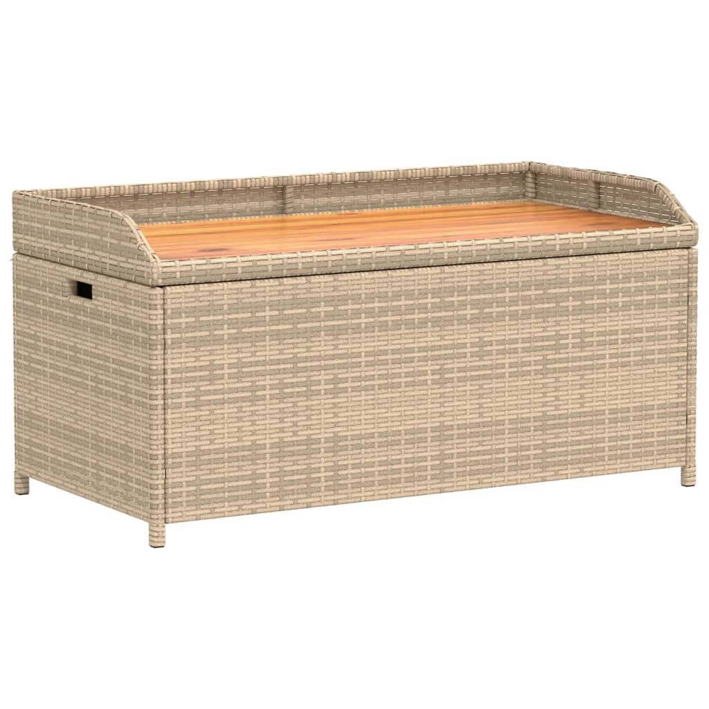 Banc de rangement 100x50x52 cm polyrotin et bois d'acacia