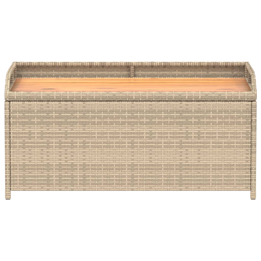 Banc de rangement 100x50x52 cm polyrotin et bois d'acacia