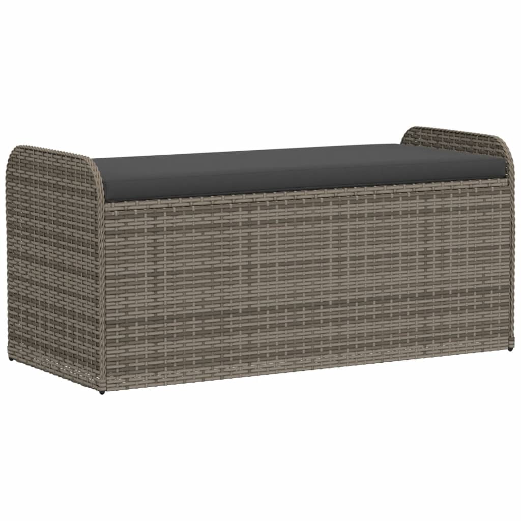 Opbergbankje met kussen 115x51x52 cm poly rattan