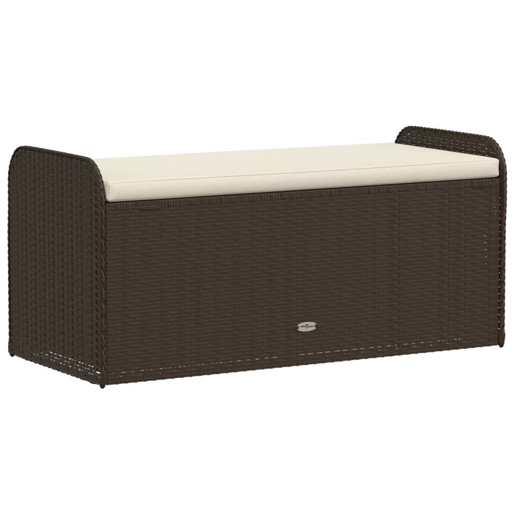 Opbergbankje met kussen 115x51x52 cm poly rattan