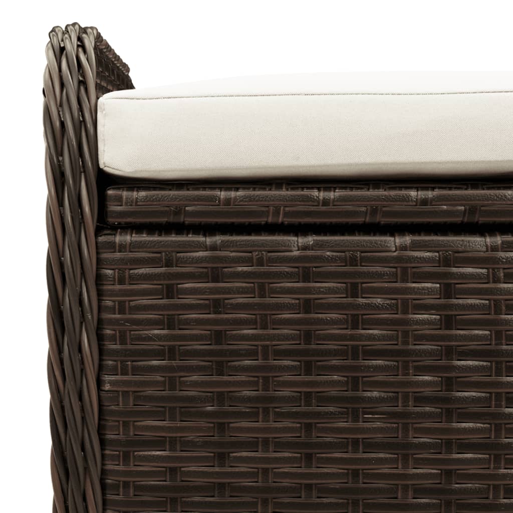 Opbergbankje met kussen 115x51x52 cm poly rattan