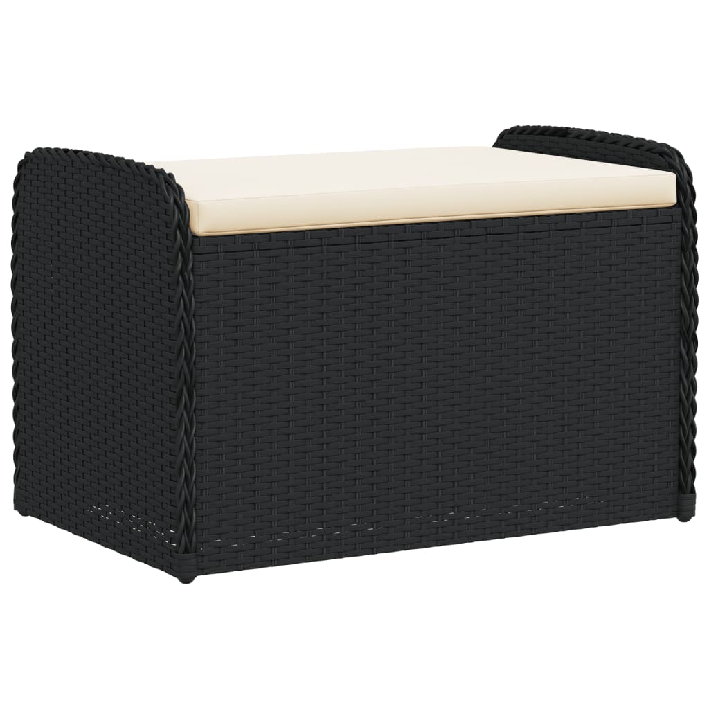 Banc de rangement avec coussin 115x51x52 cm poly rotin