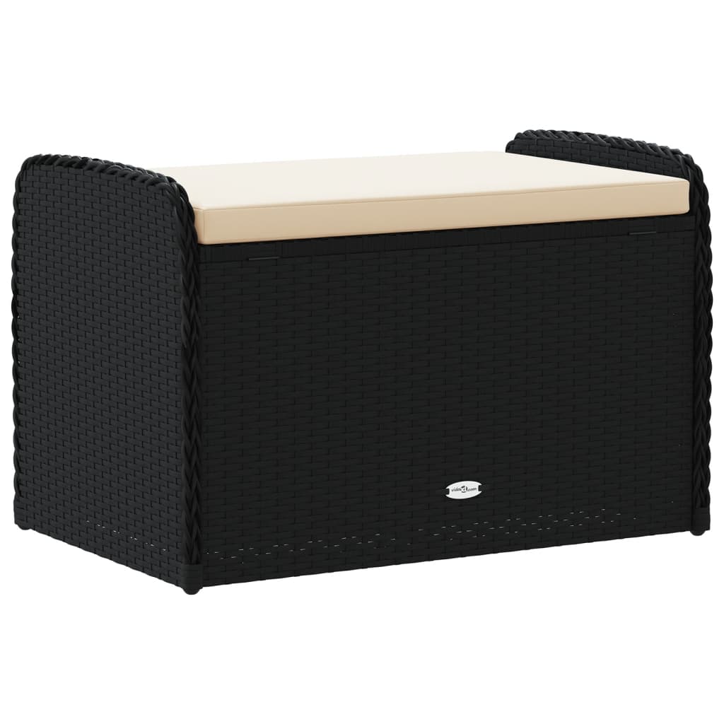 Opbergbankje met kussen 115x51x52 cm poly rattan