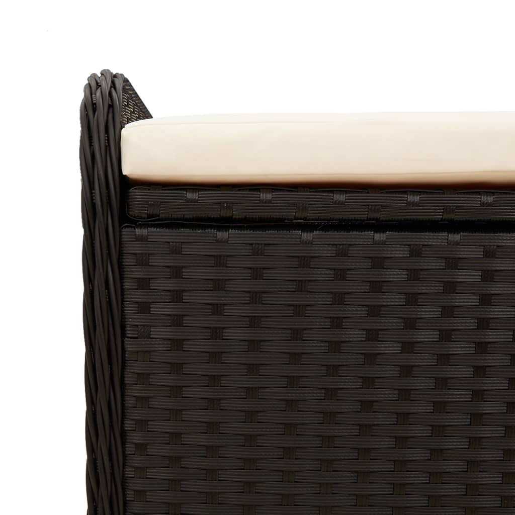 Opbergbankje met kussen 115x51x52 cm poly rattan