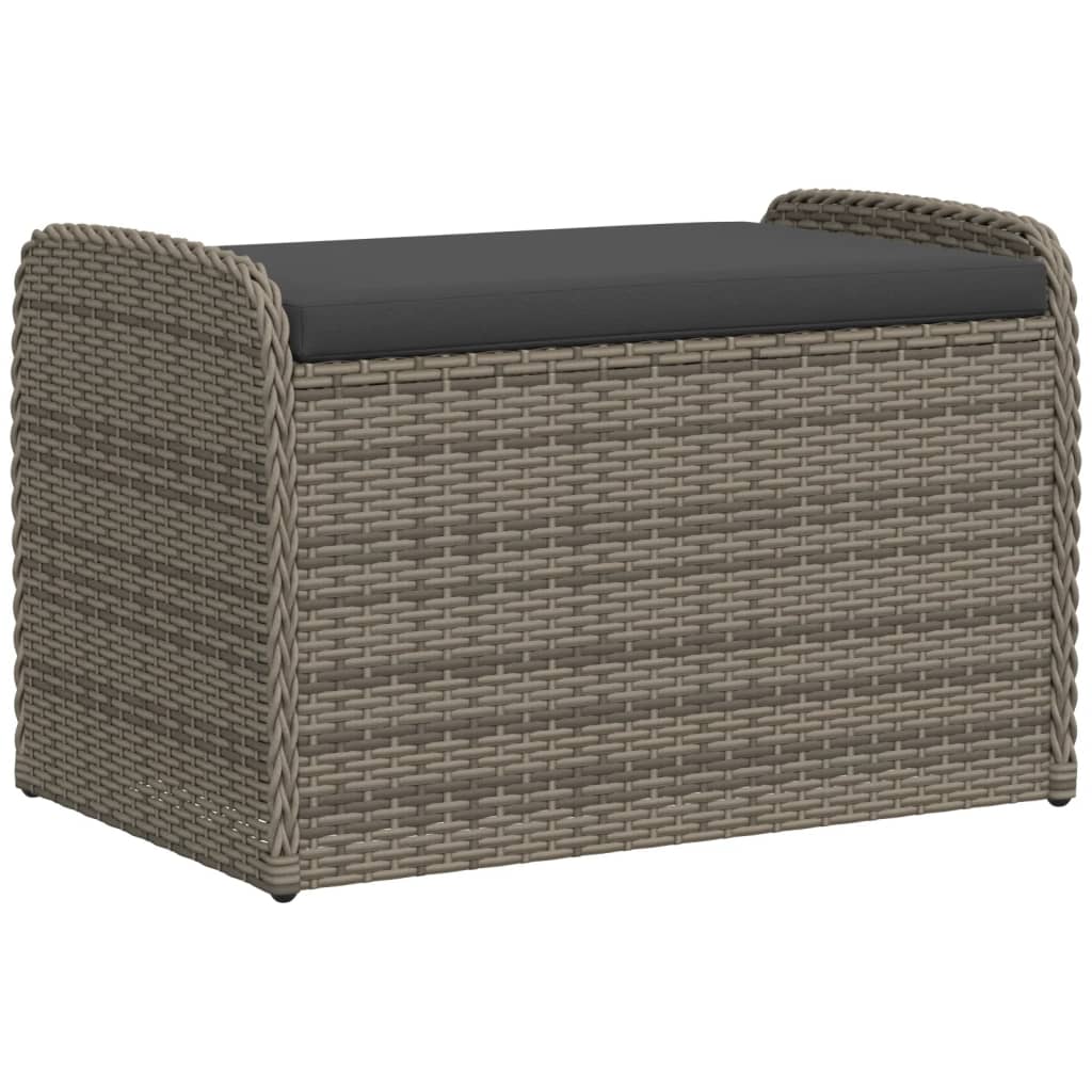 Opbergbankje met kussen 115x51x52 cm poly rattan