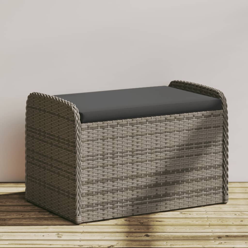 Opbergbankje met kussen 115x51x52 cm poly rattan