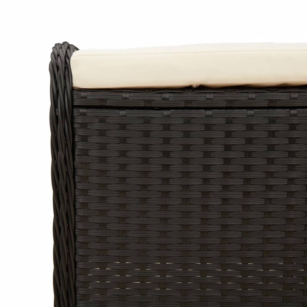 Tabouret de jardin avec coussin 58x46x46 cm poly rotin