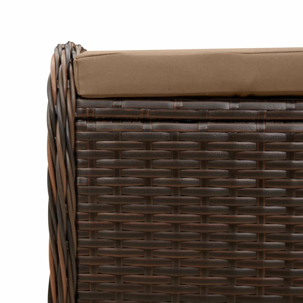 Tabouret de jardin avec coussin 58x46x46 cm poly rotin