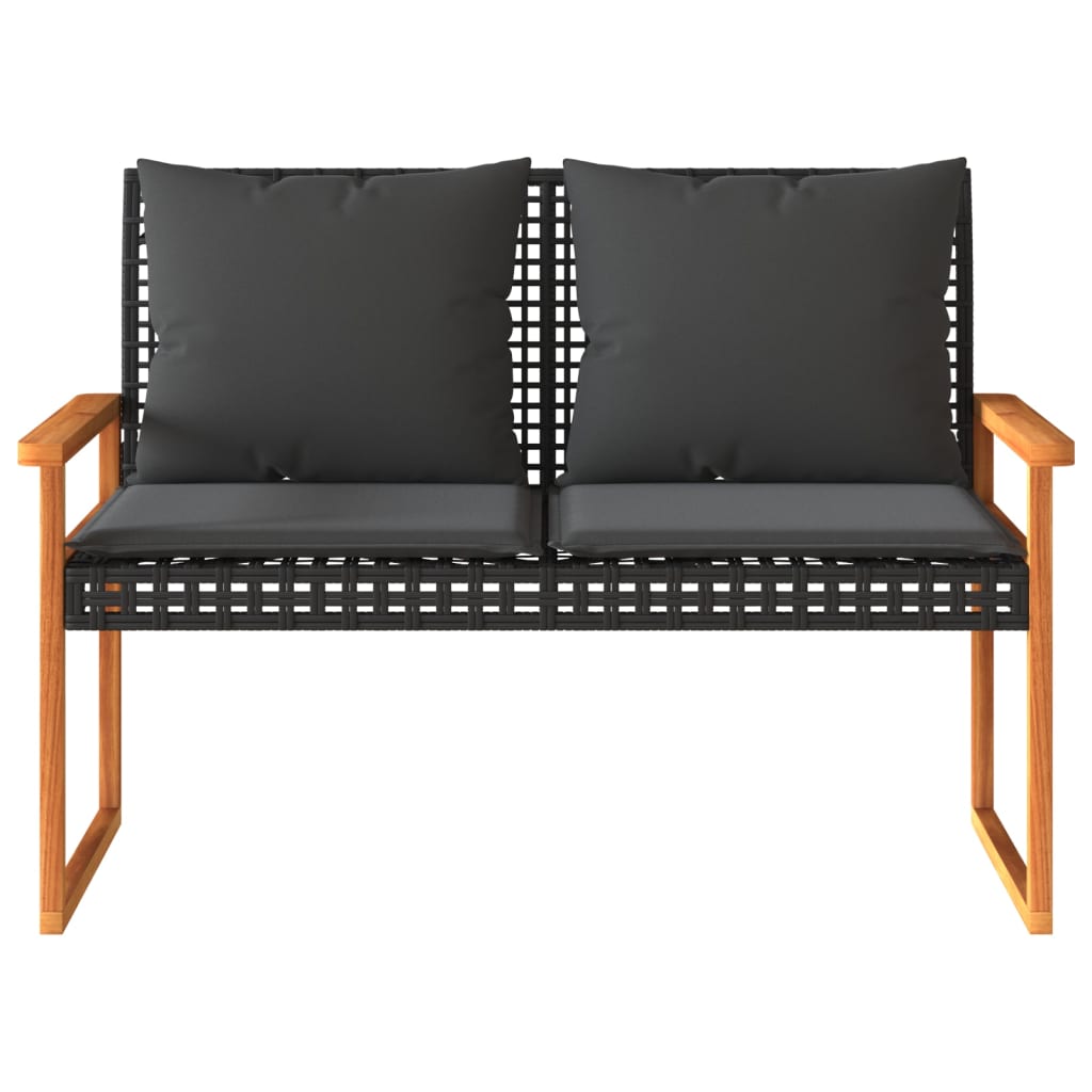 Banc de jardin avec coussin poly rotin et bois d'acacia