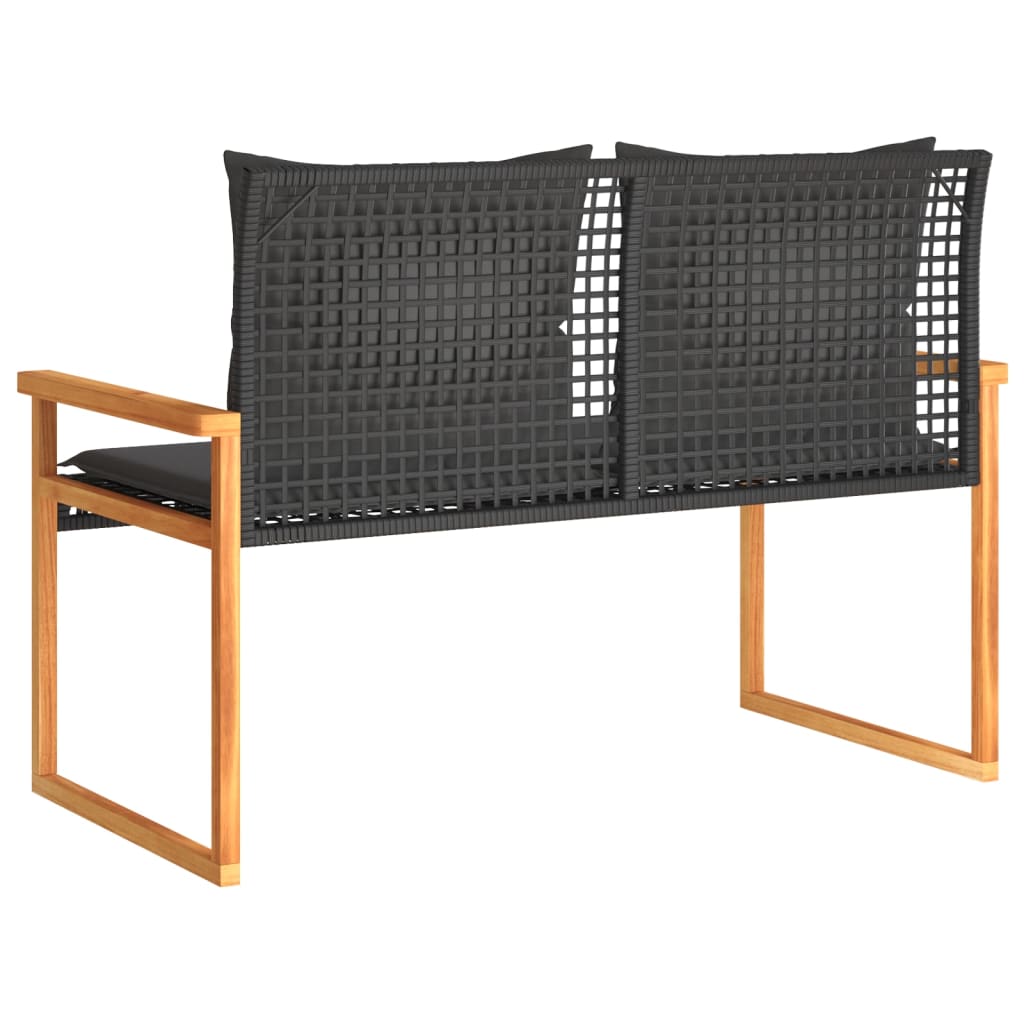 Banc de jardin avec coussin poly rotin et bois d'acacia