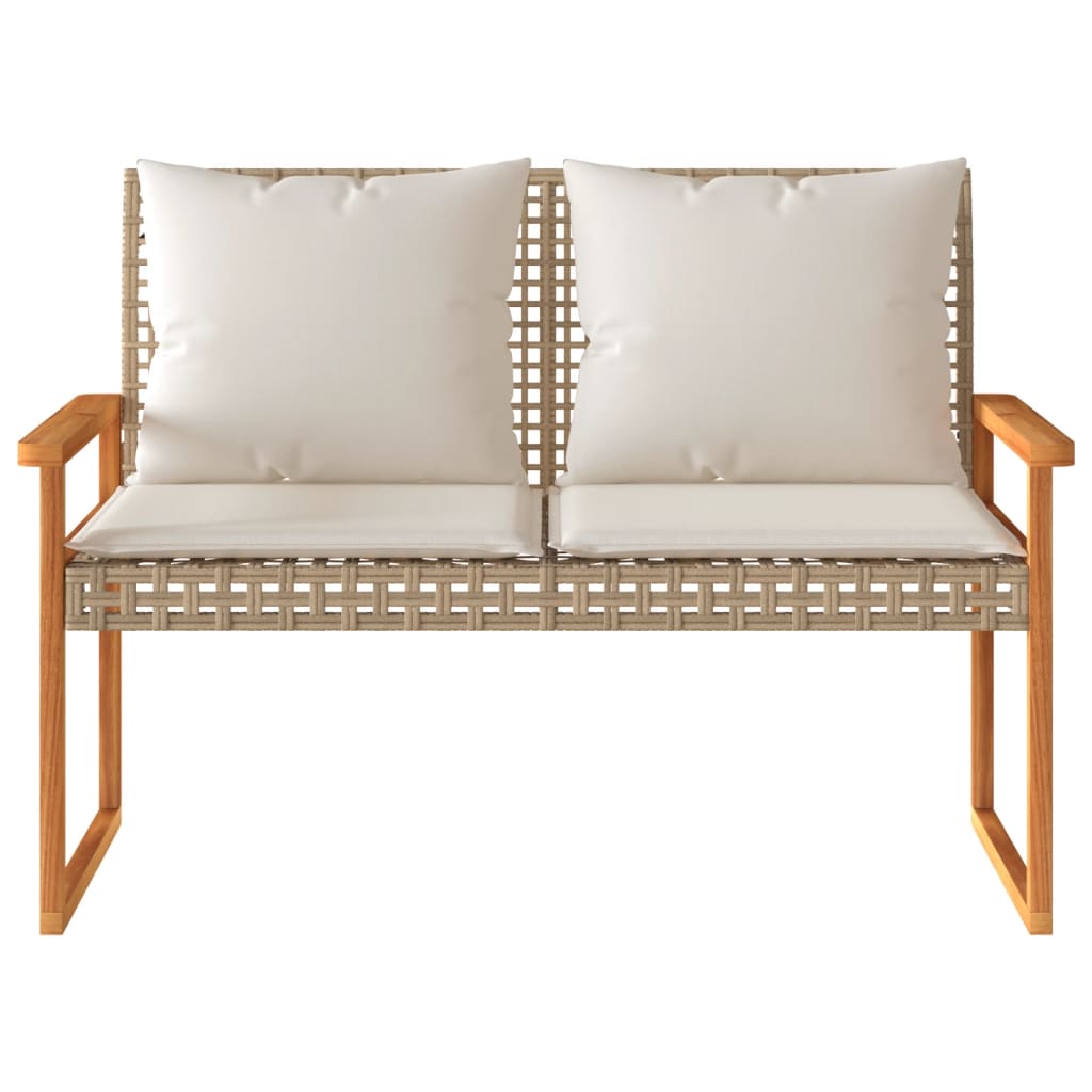 Banc de jardin avec coussin poly rotin et bois d'acacia