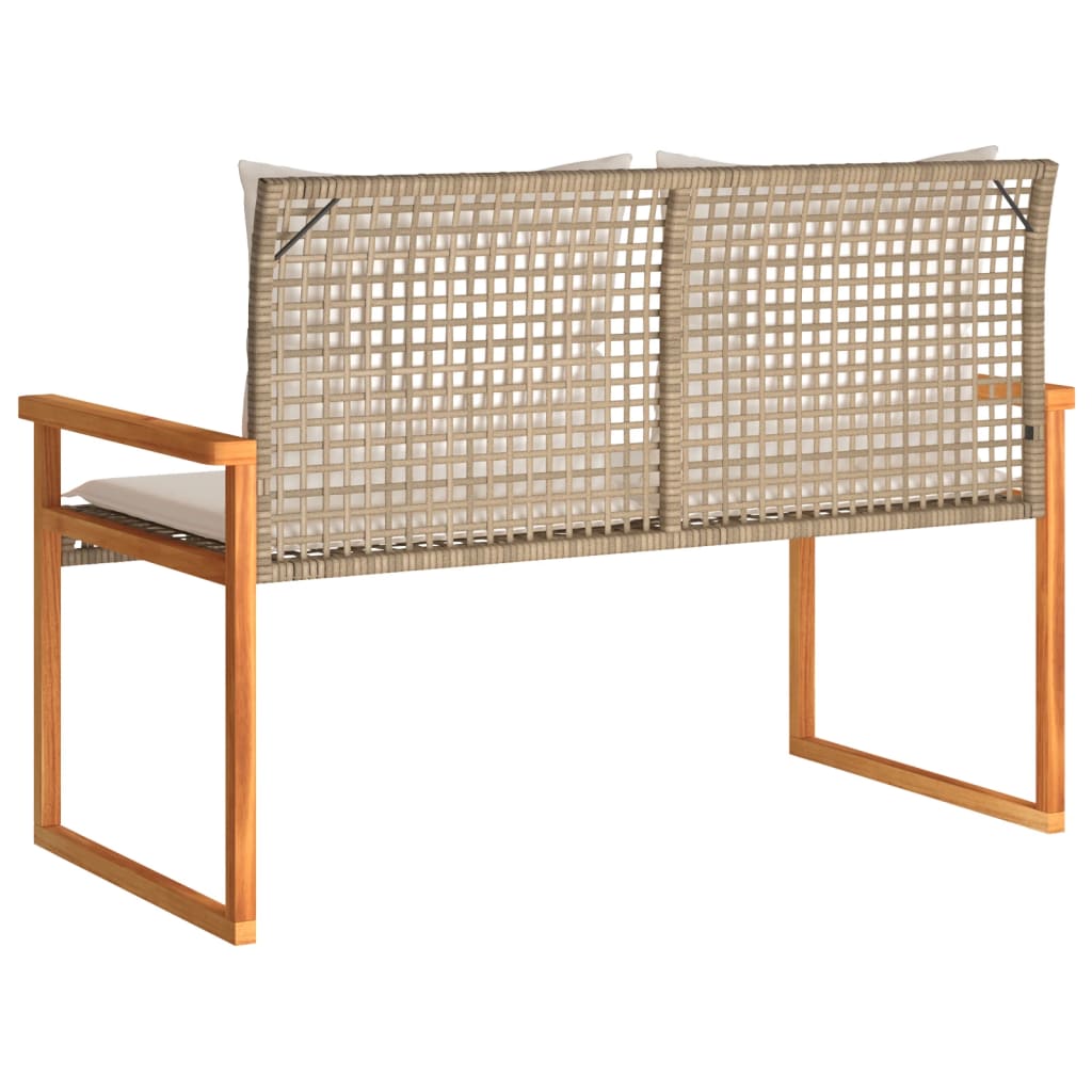 Banc de jardin avec coussin poly rotin et bois d'acacia