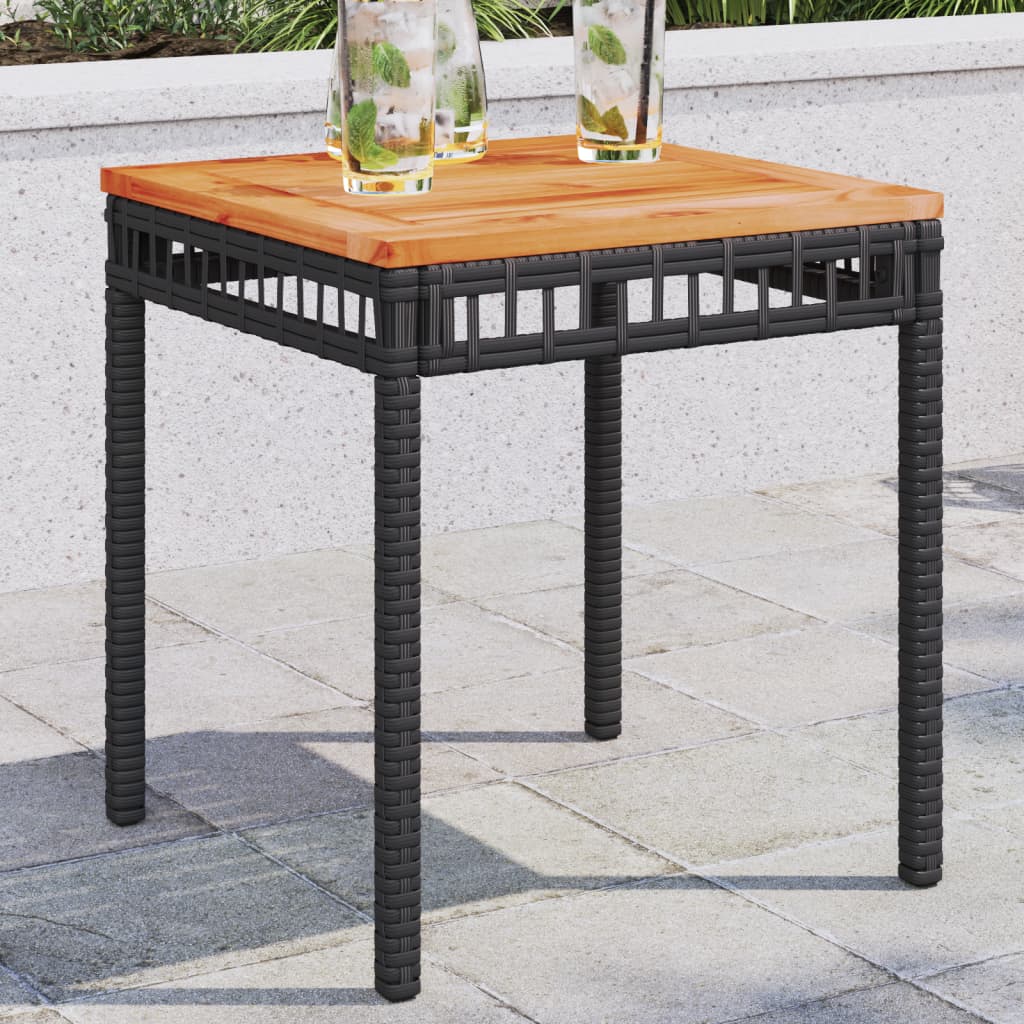 Table de jardin 38x38x42 cm poly rotin et bois d'acacia