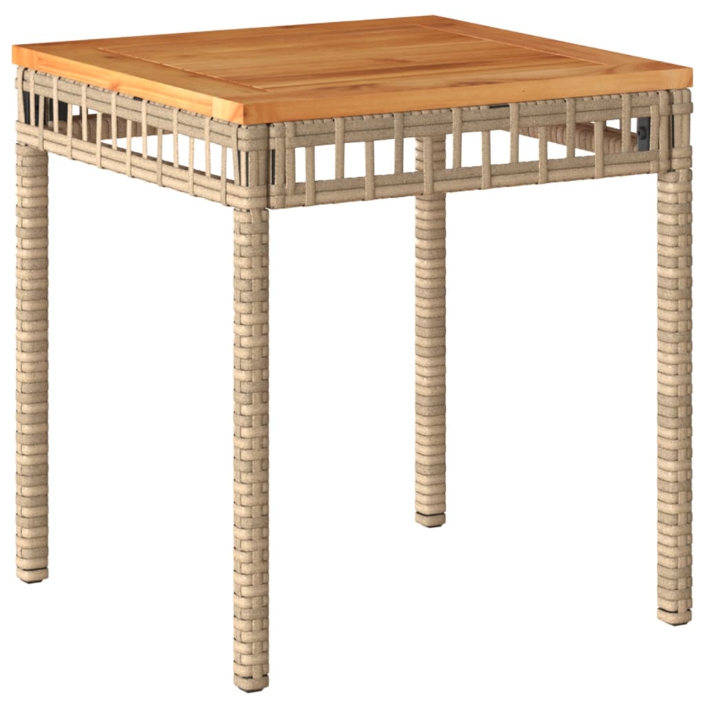 Tuintafel 38x38x42 cm poly rattan en acaciahout