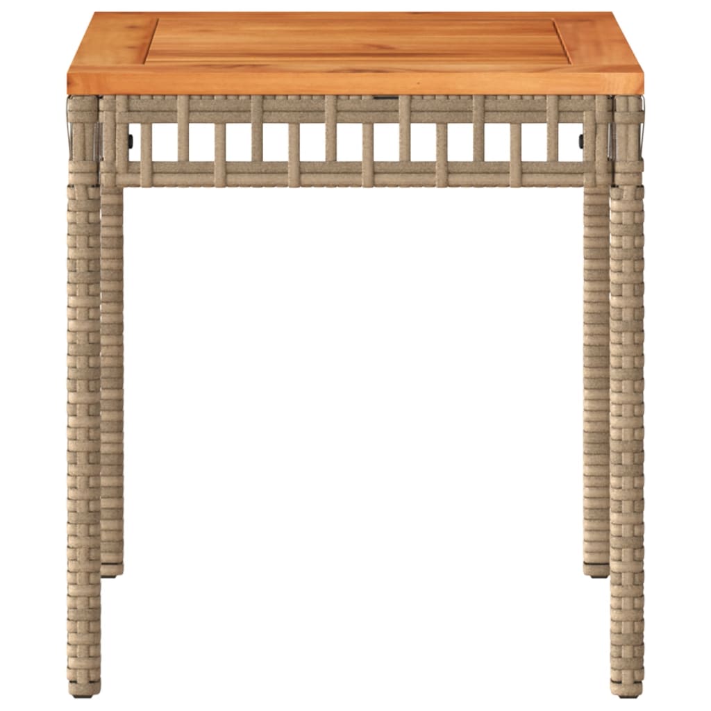 Table de jardin 38x38x42 cm poly rotin et bois d'acacia