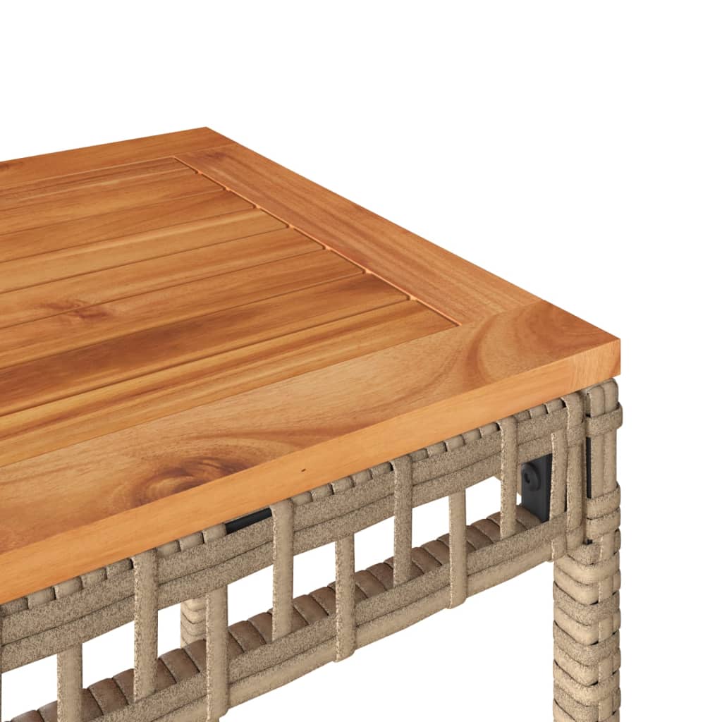 Table de jardin 38x38x42 cm poly rotin et bois d'acacia