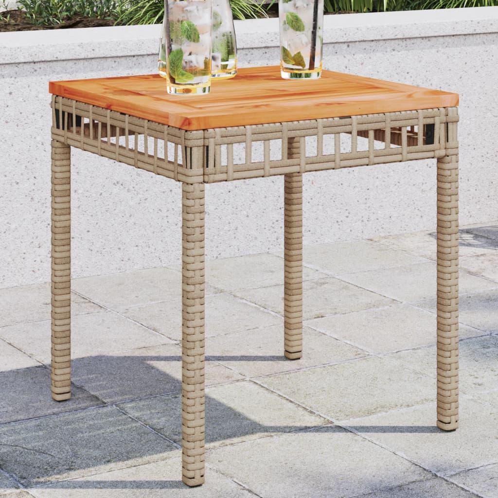 Table de jardin 38x38x42 cm poly rotin et bois d'acacia