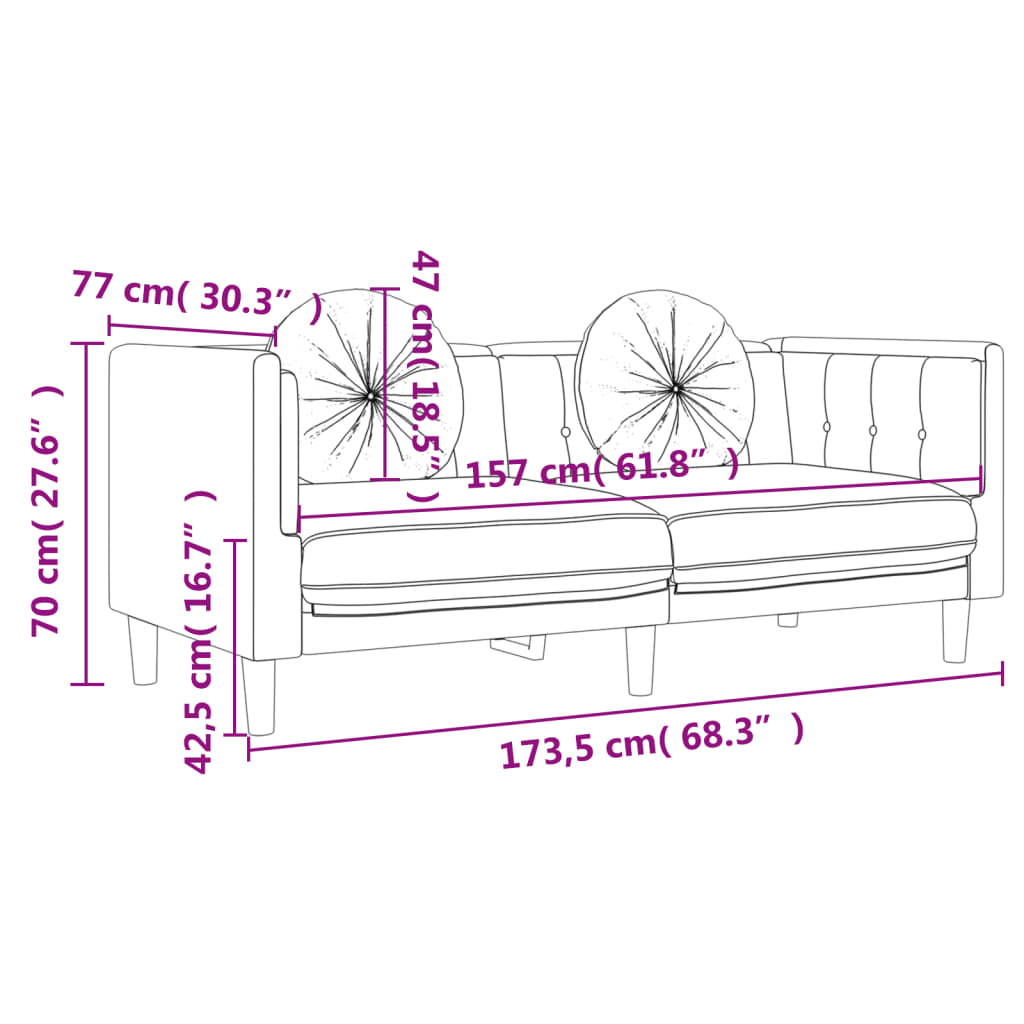 2-delige Loungeset met kussens fluweel