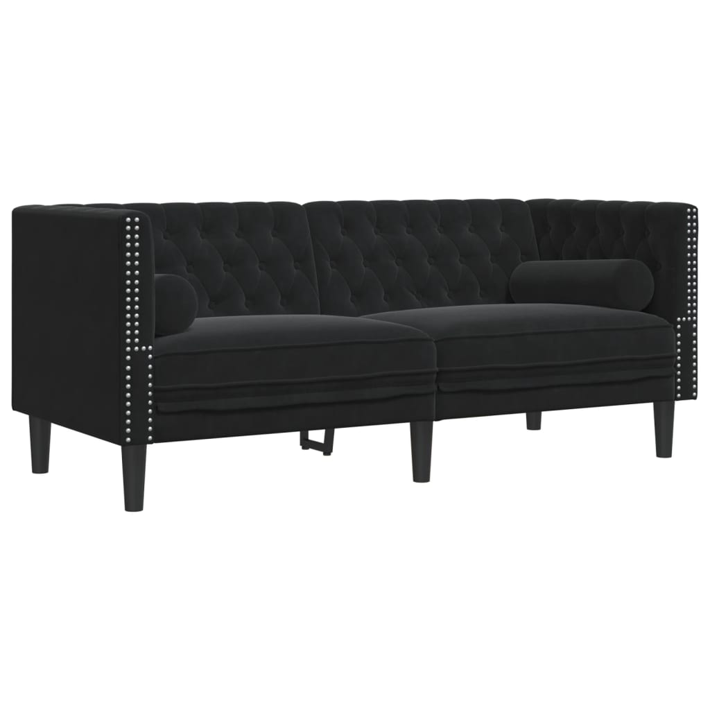 2-delige Loungeset Chesterfield met bolsters fluweel lichtgrijs