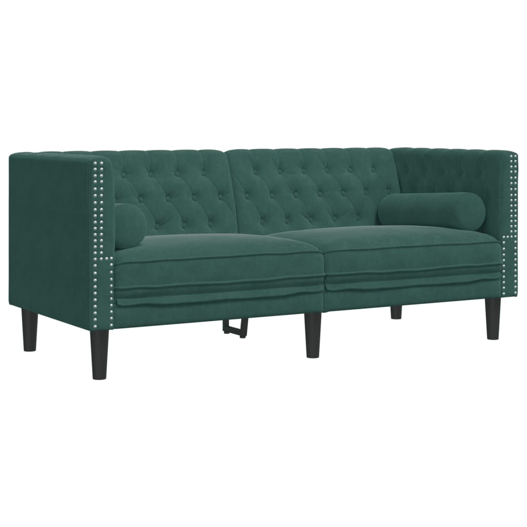 2-delige Loungeset Chesterfield met bolsters fluweel lichtgrijs