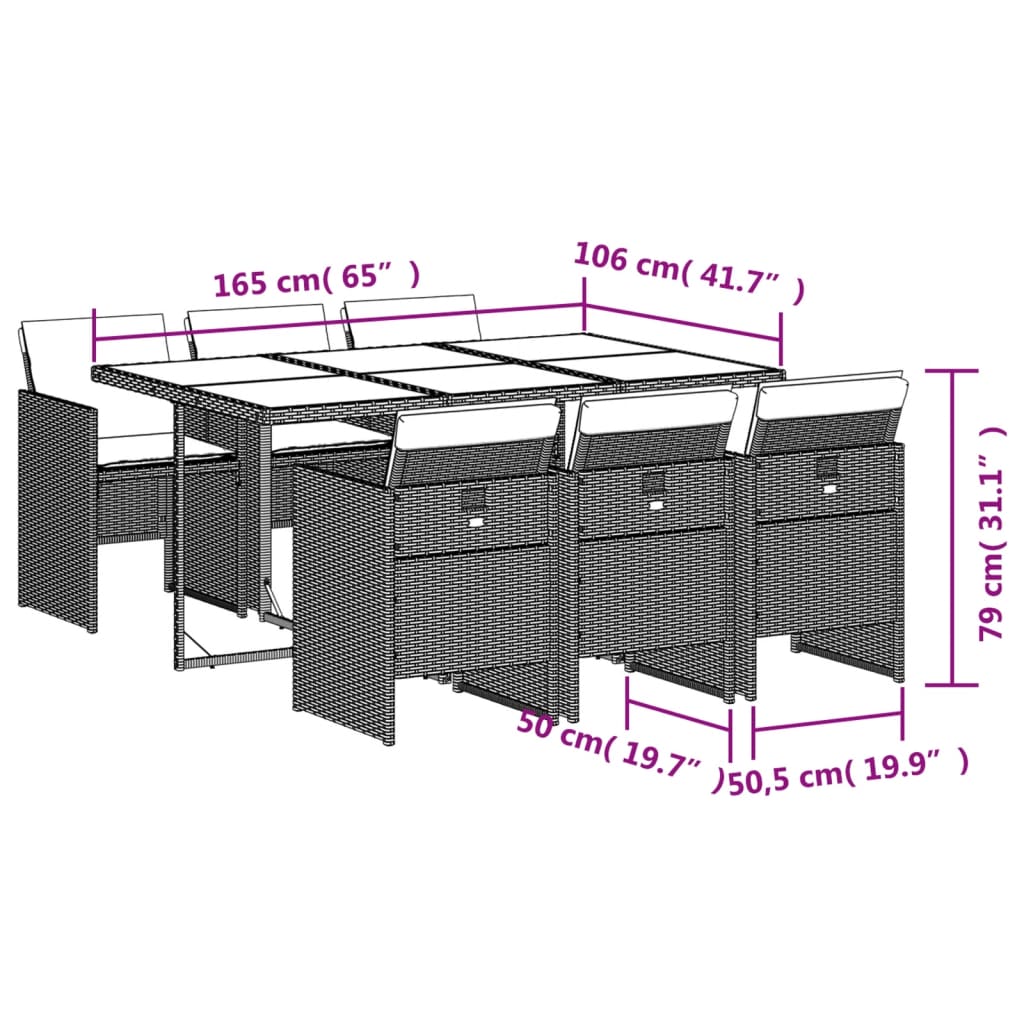 11-delige Tuinset met kussens poly rattan