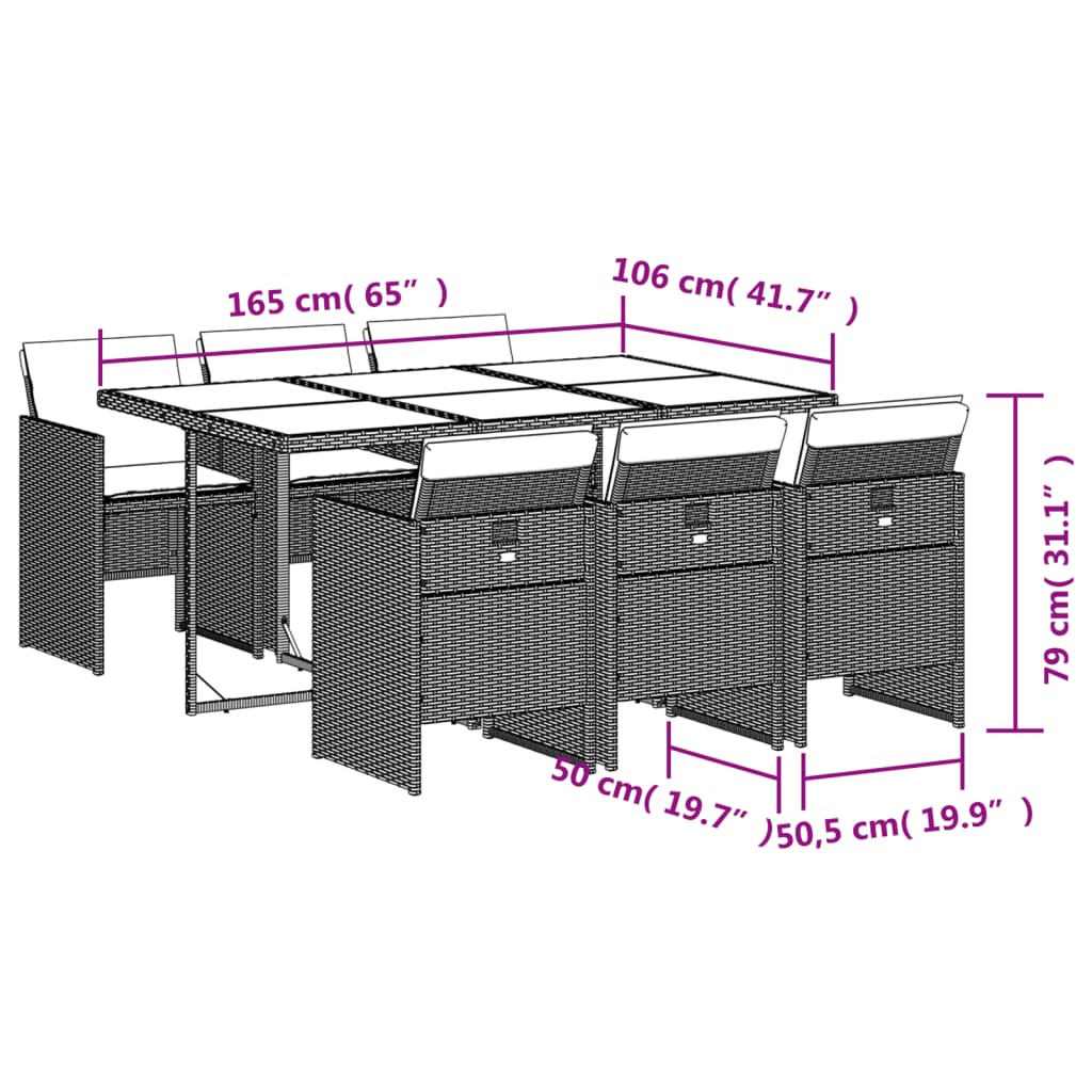 11-delige Tuinset met kussens poly rattan