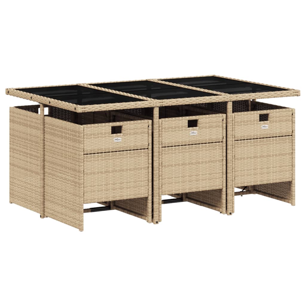 11-delige Tuinset met kussens poly rattan