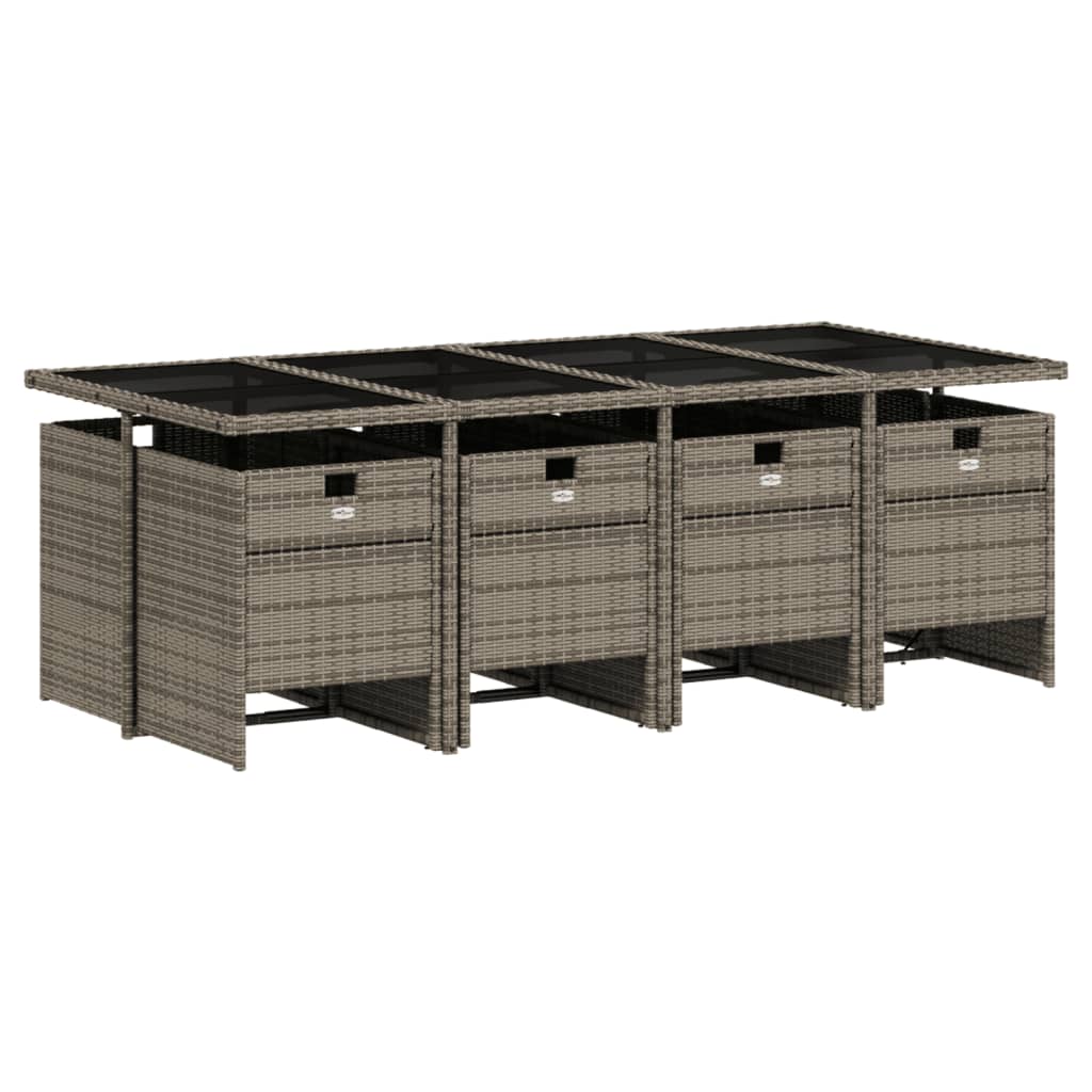 11-delige Tuinset met kussens poly rattan