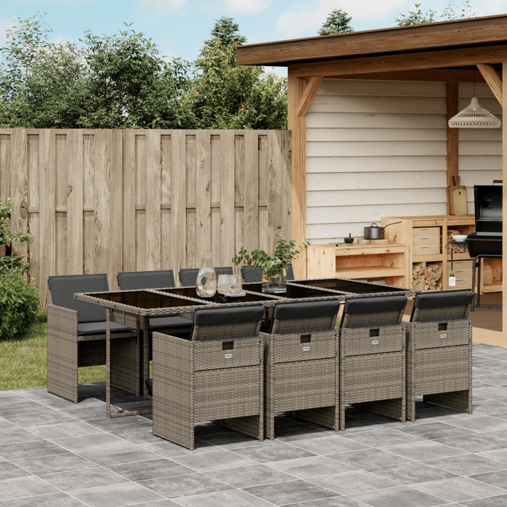 11-delige Tuinset met kussens poly rattan