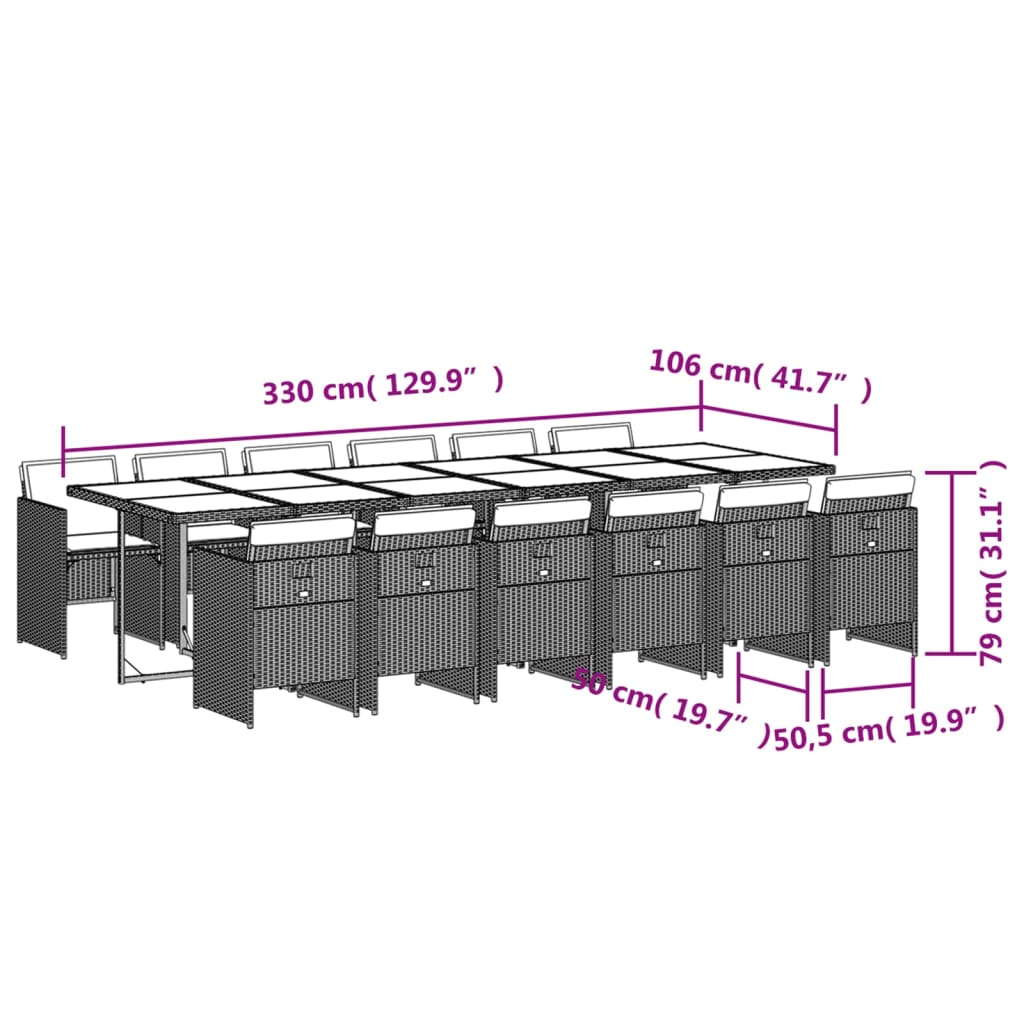 11-delige Tuinset met kussens poly rattan