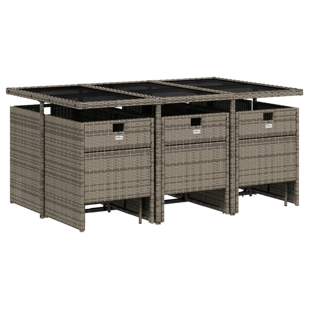 11-delige Tuinset met kussens poly rattan