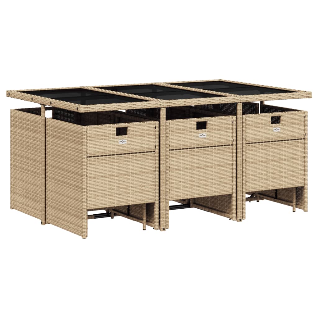 11-delige Tuinset met kussens poly rattan