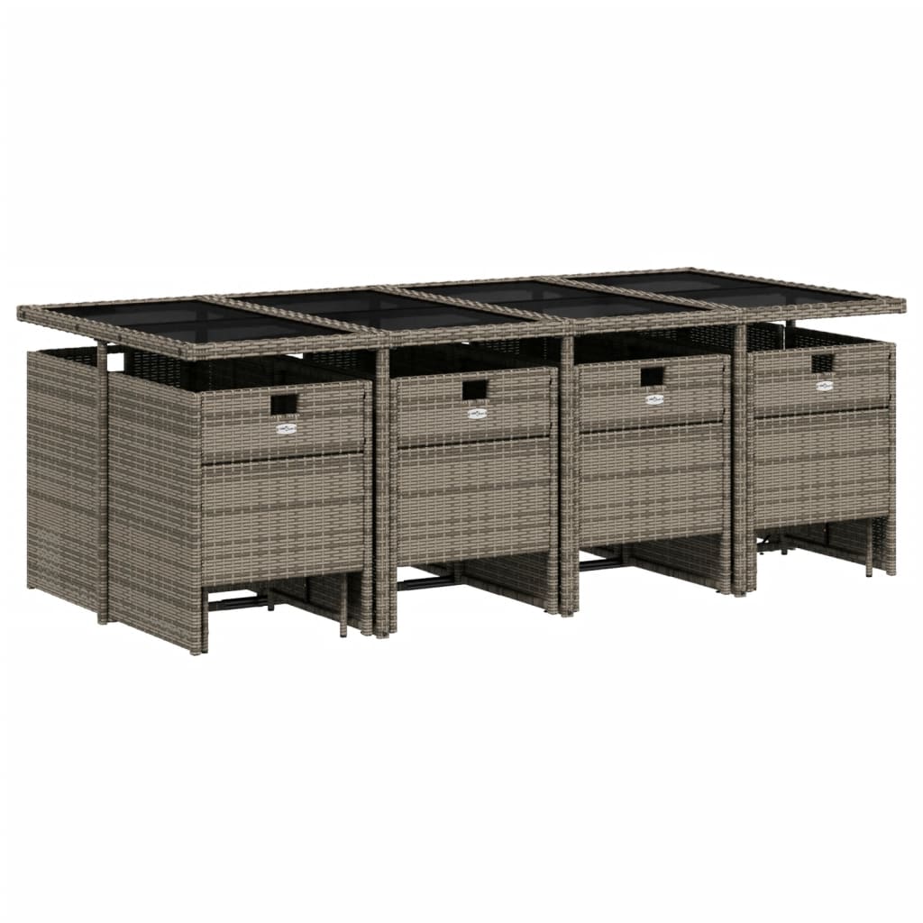 11-delige Tuinset met kussens poly rattan