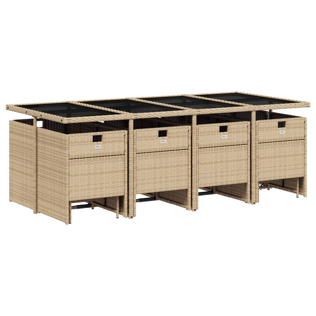 11-delige Tuinset met kussens poly rattan