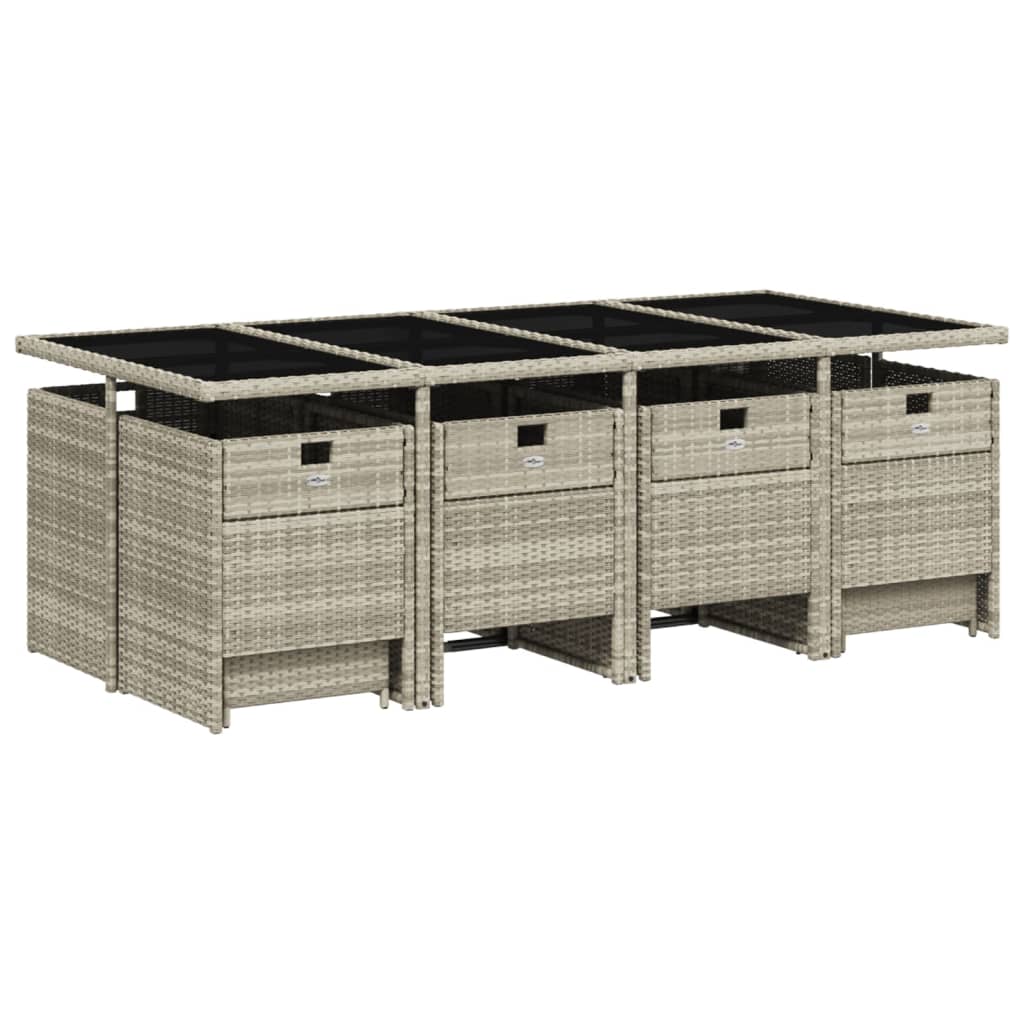 11-delige Tuinset met kussens poly rattan