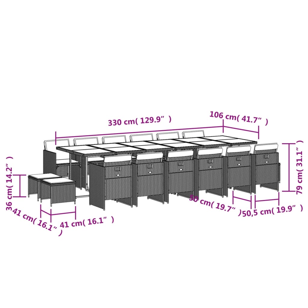 11-delige Tuinset met kussens poly rattan