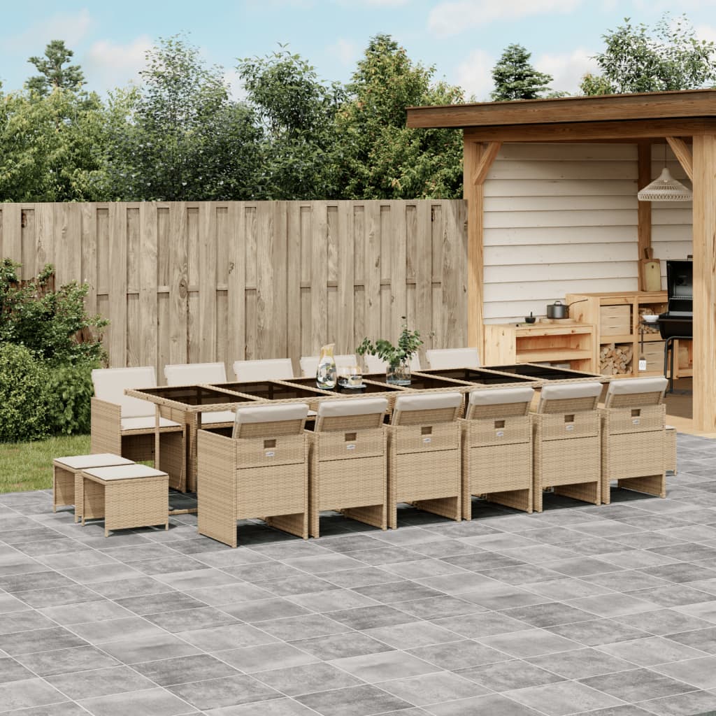 11-delige Tuinset met kussens poly rattan