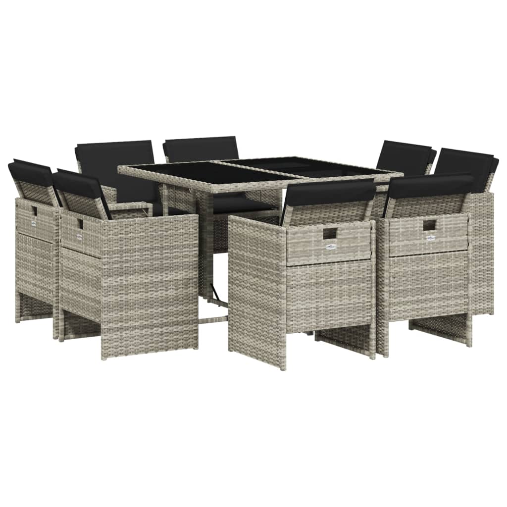 17-delige Tuinset met kussens poly rattan gemengd beige