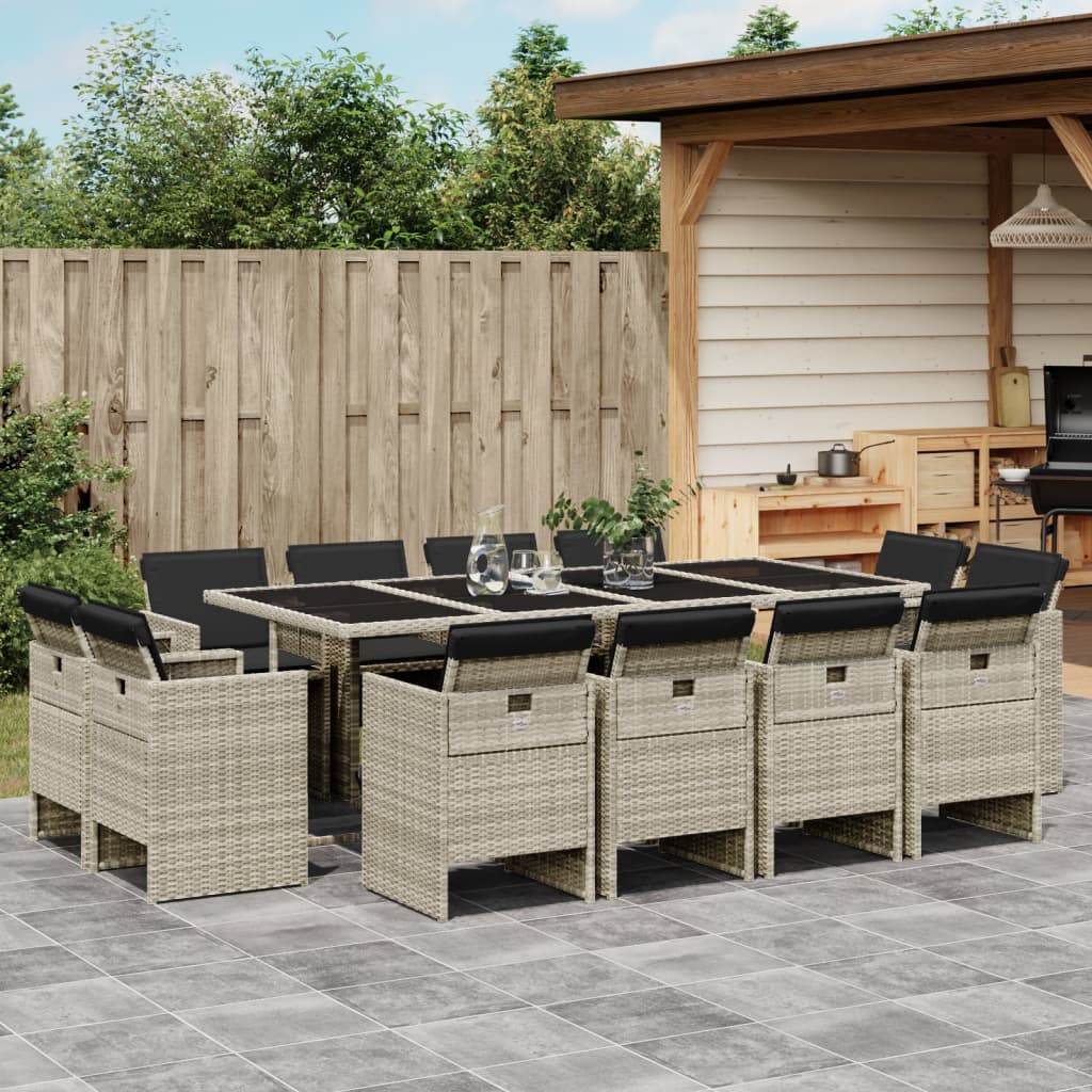 17-delige Tuinset met kussens poly rattan gemengd beige