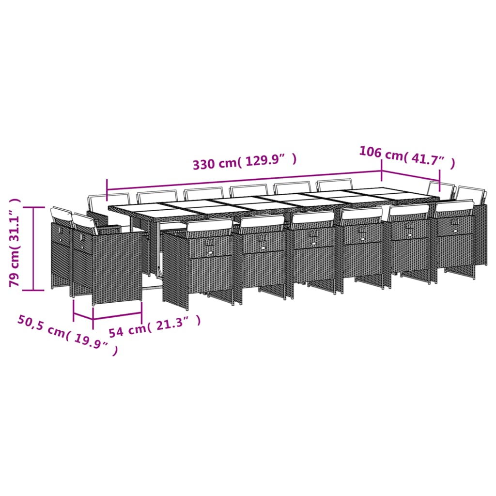 17-delige Tuinset met kussens poly rattan gemengd beige