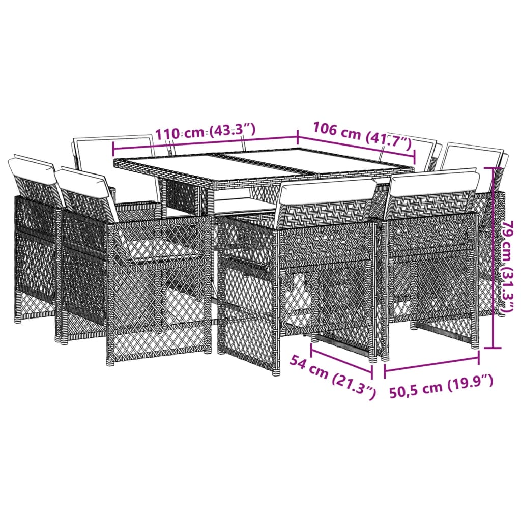 13-delige Tuinset met kussens poly rattan gemengd beige