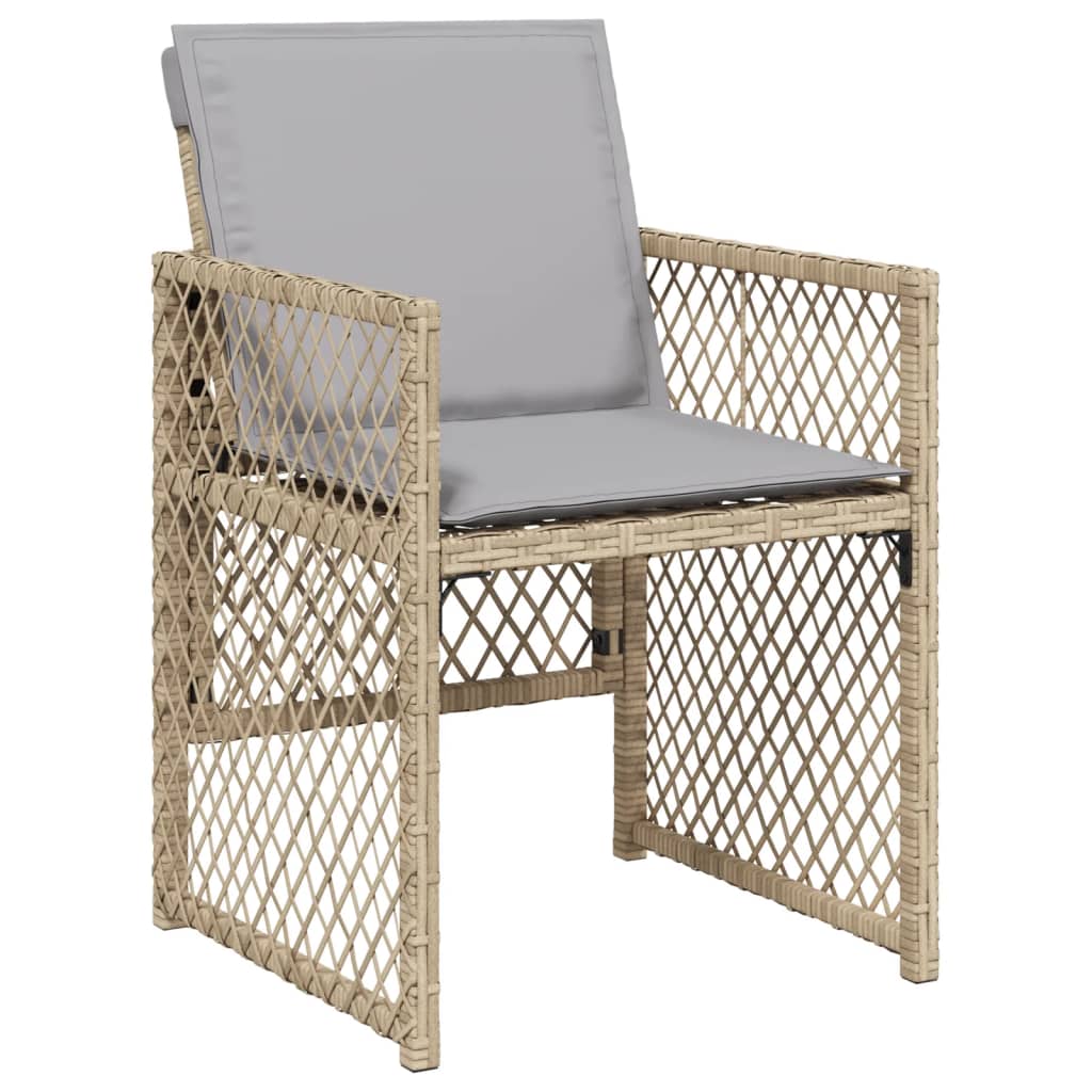 13-delige Tuinset met kussens poly rattan gemengd beige