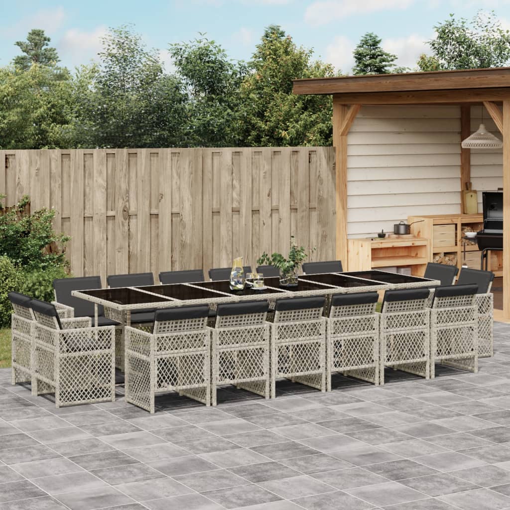 13-delige Tuinset met kussens poly rattan gemengd beige