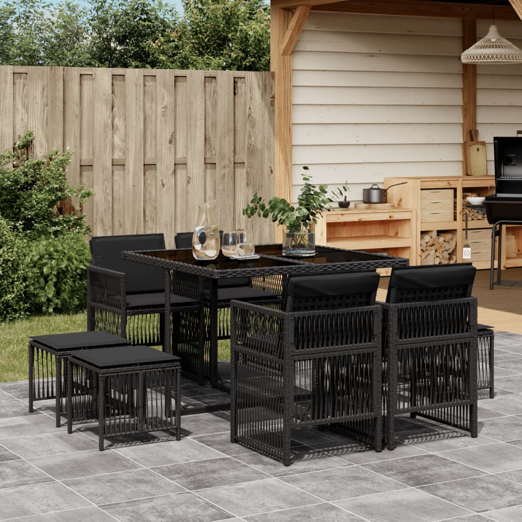 13-delige Tuinset met kussens poly rattan beige