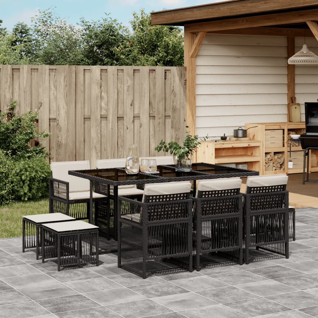 13-delige Tuinset met kussens poly rattan beige