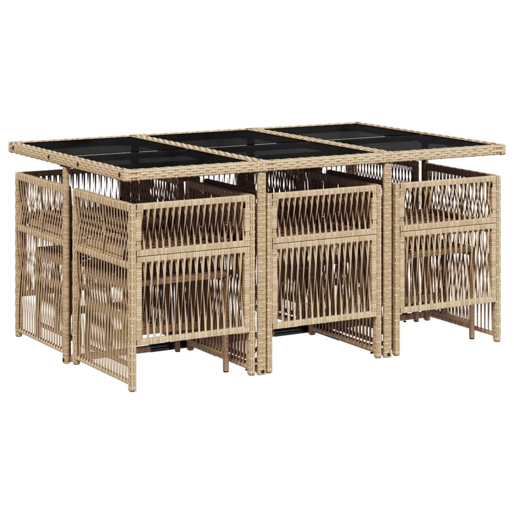 13-delige Tuinset met kussens poly rattan beige