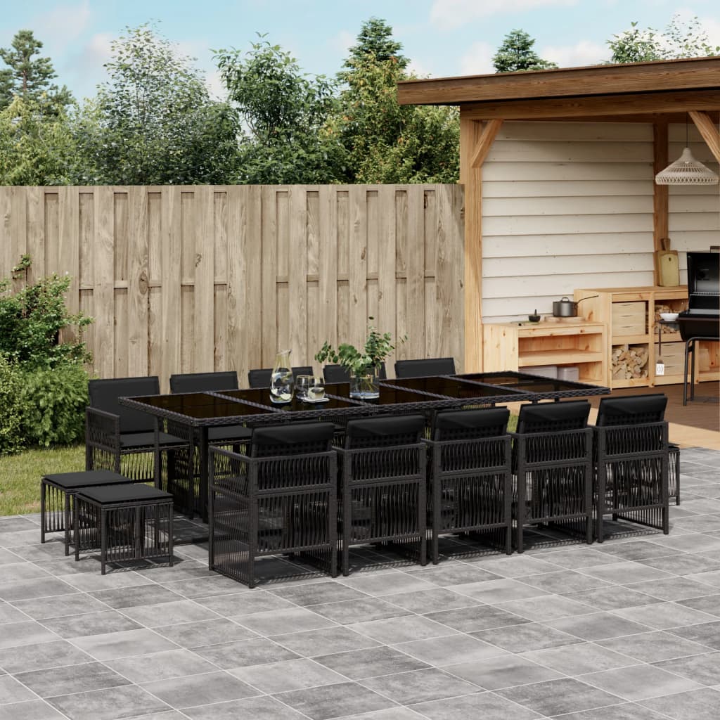 13-delige Tuinset met kussens poly rattan beige