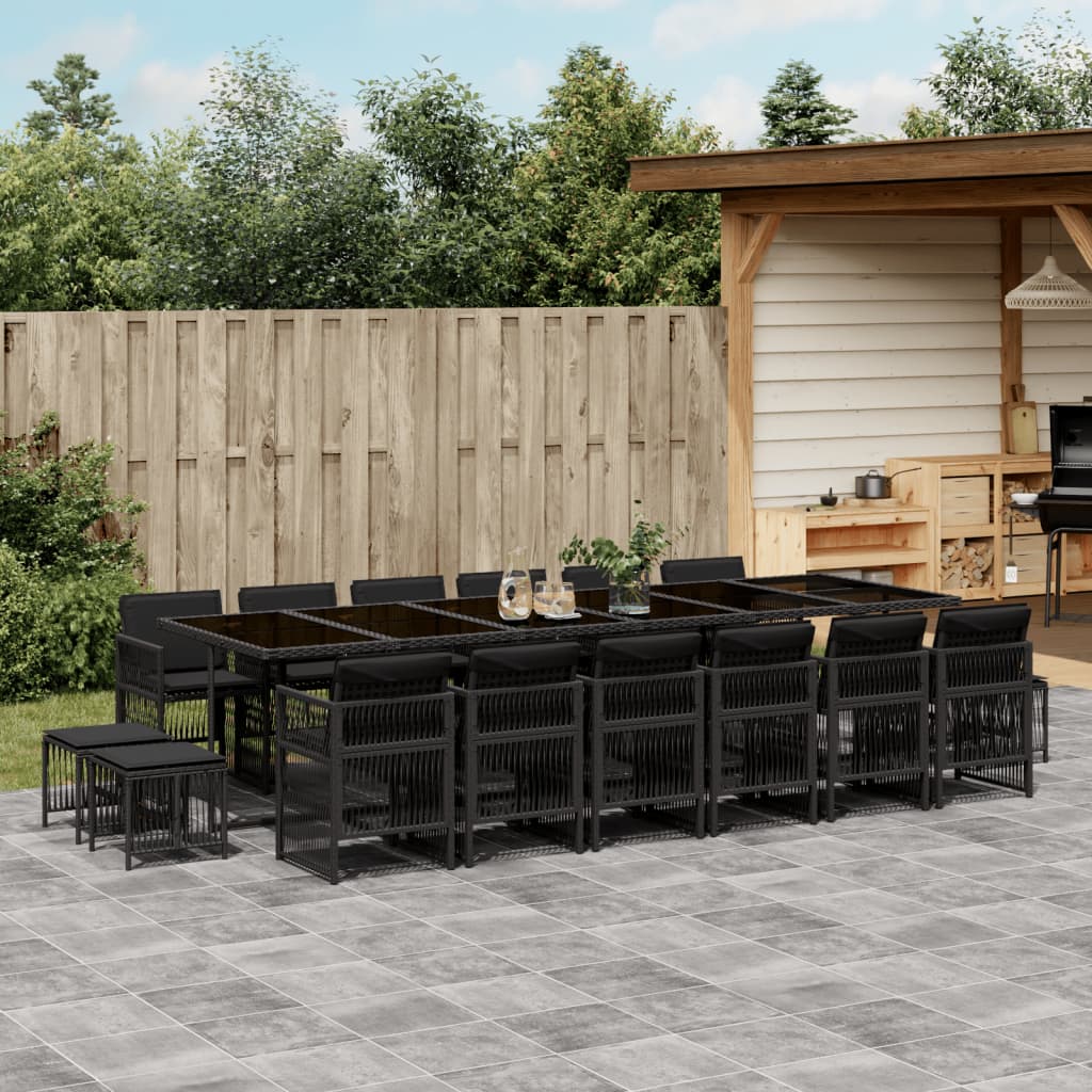 13-delige Tuinset met kussens poly rattan beige