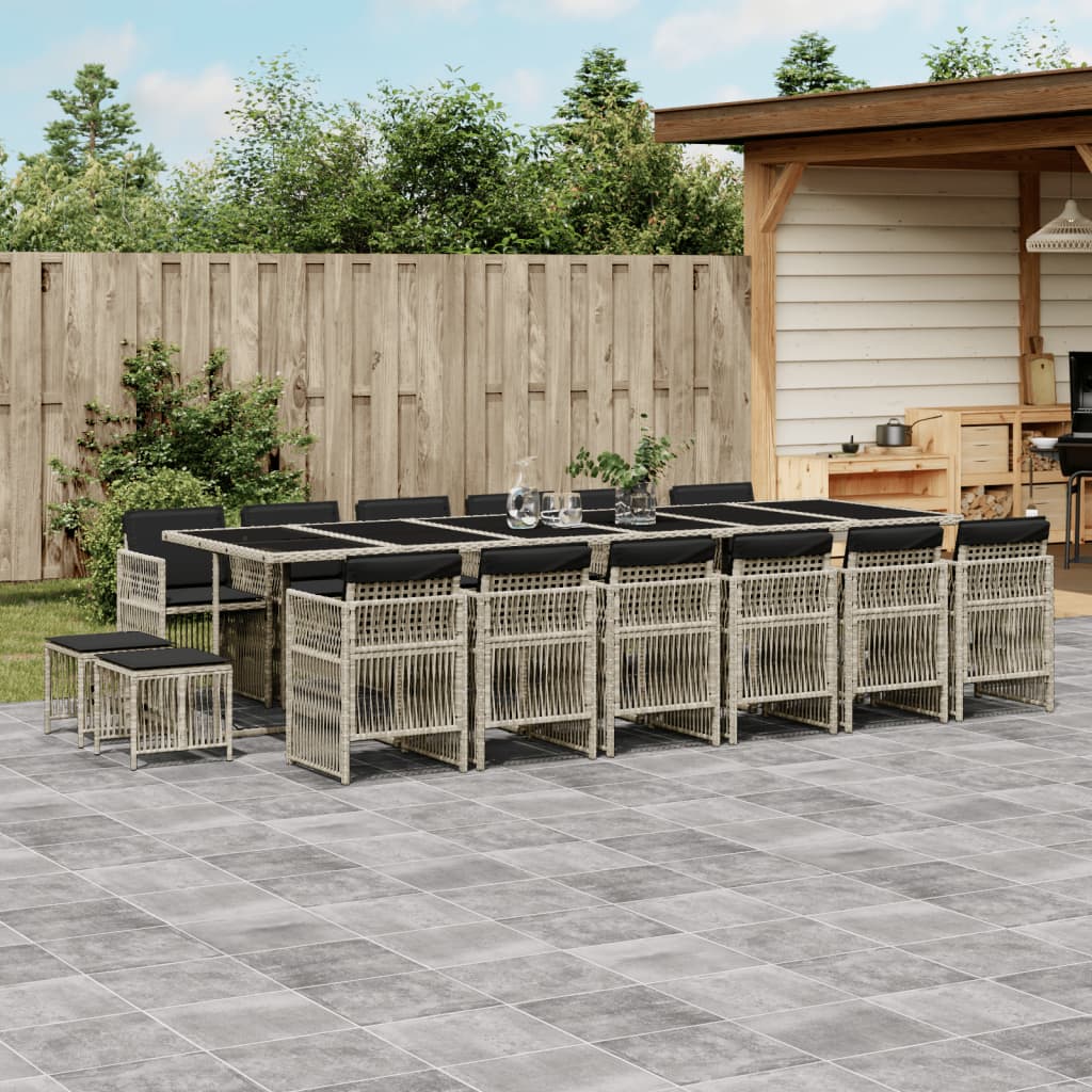 11-delige Tuinset met kussens poly rattan gemengd beige