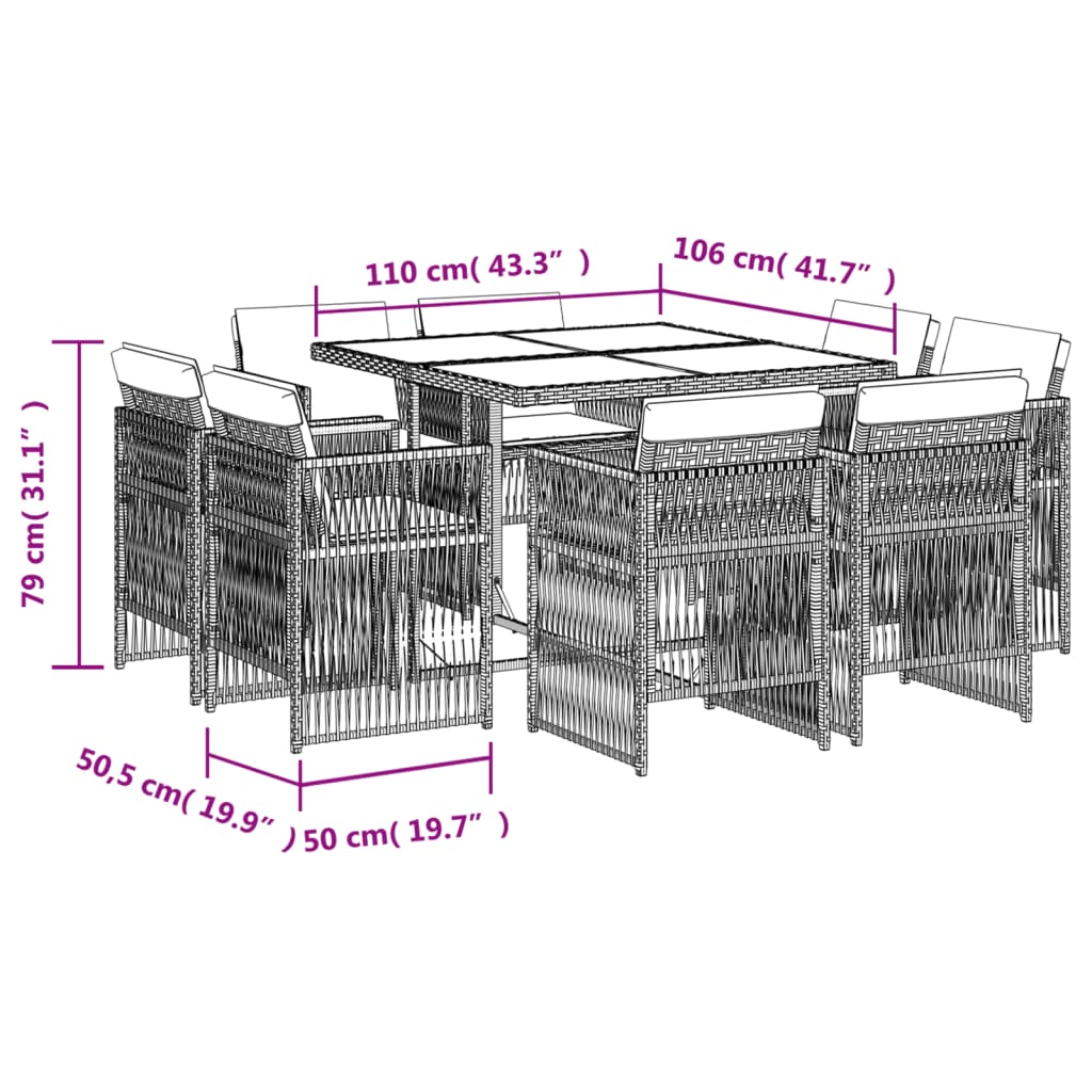 15-delige Tuinset met kussens poly rattan gemengd beige